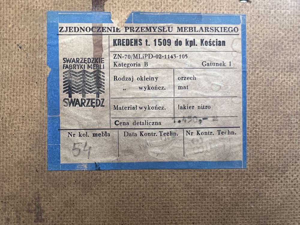 Komoda PRL sideboard Swarzędz lata 60 orzech mat vintage kolekcje