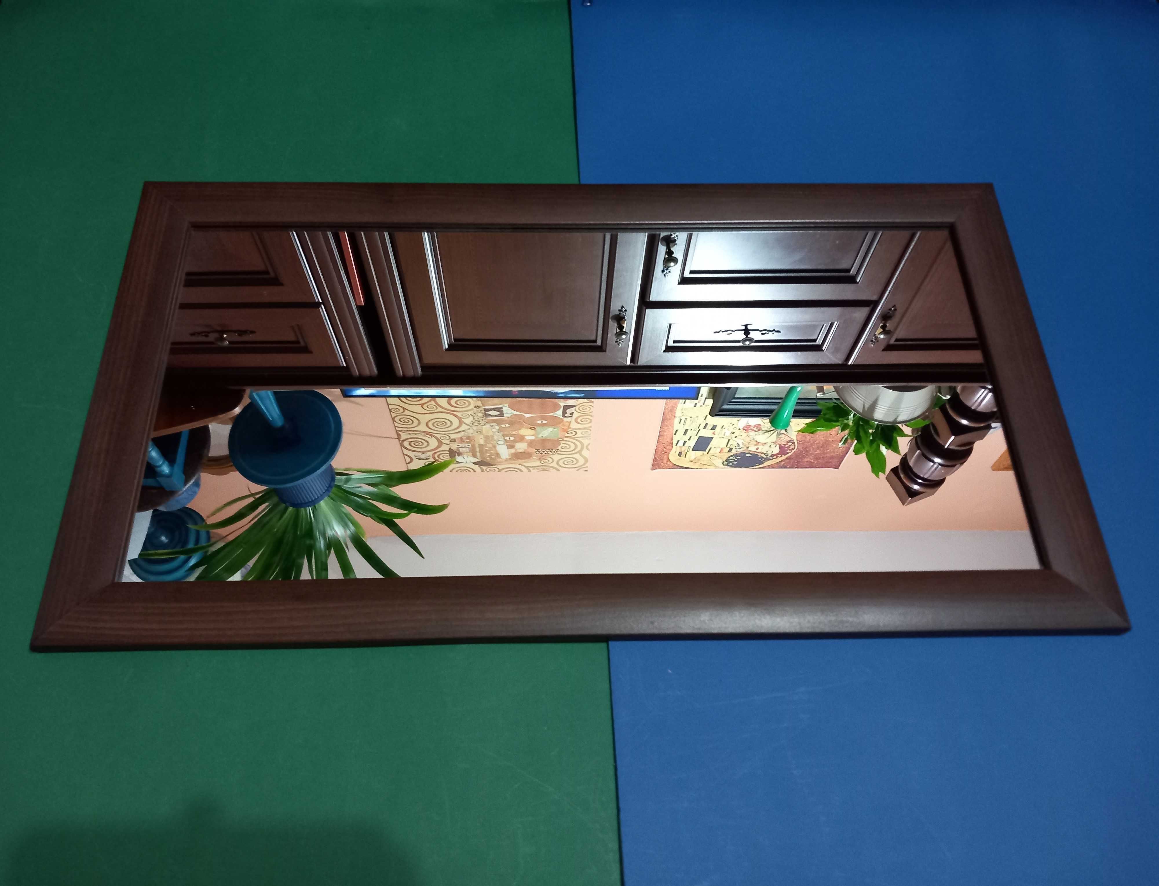 Lustro wiszące rama MDF heban 82x45cm pionowe