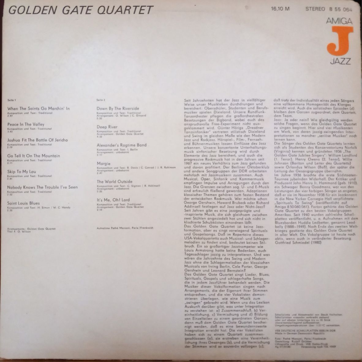 Golden Gate Quartet Same LP Winyl Re Amiga 1980 EX