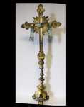 raro antigo crucifixo em antimônio/estíbio dourado