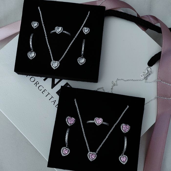 Набір комплект Пандора сережки підвіска каблучка s925