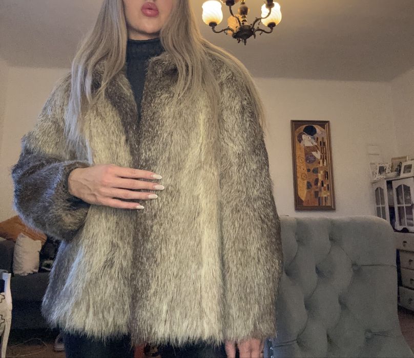 Futro naturalne beżowo brązowe futerko