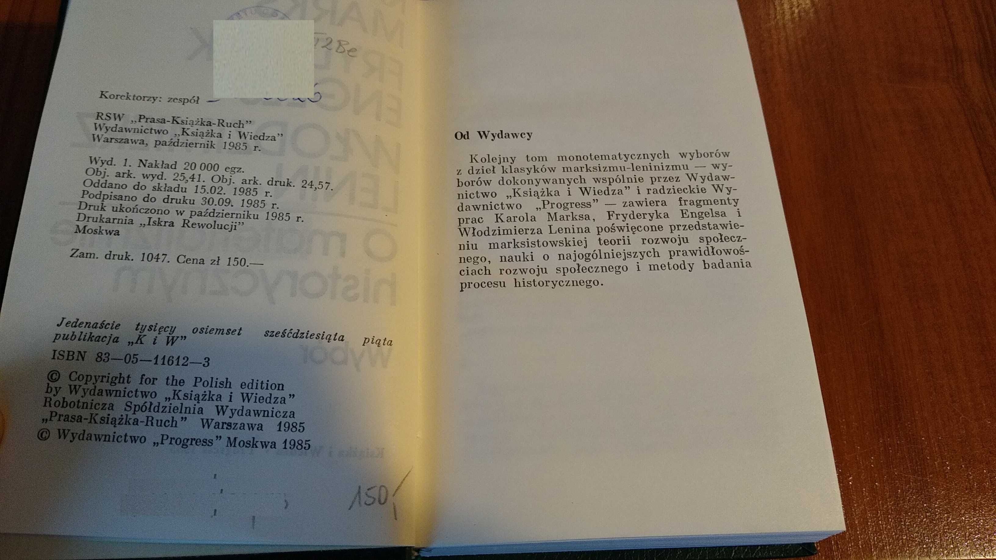 O materializmie historycznym Fryderyk Engels,  Marks  Lenin BDB-