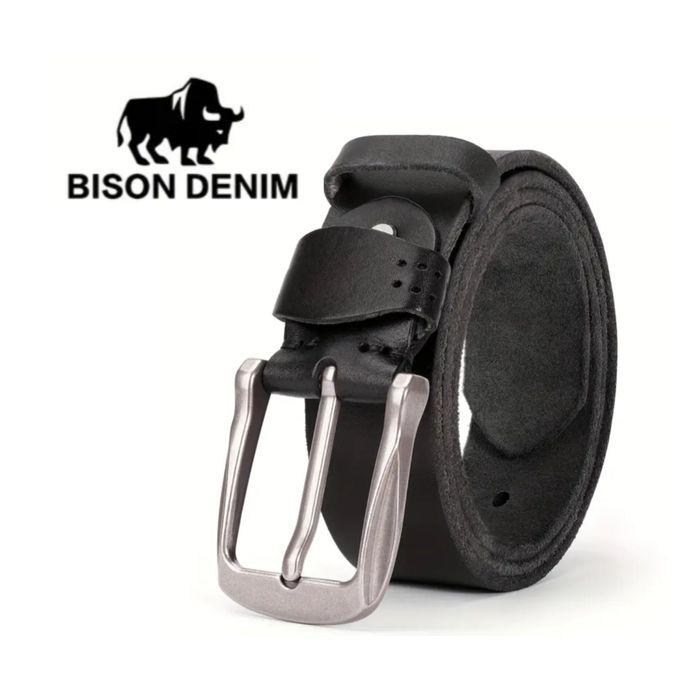 Шкіряний ремінь Bison Denim топ якість натуральна шкіра