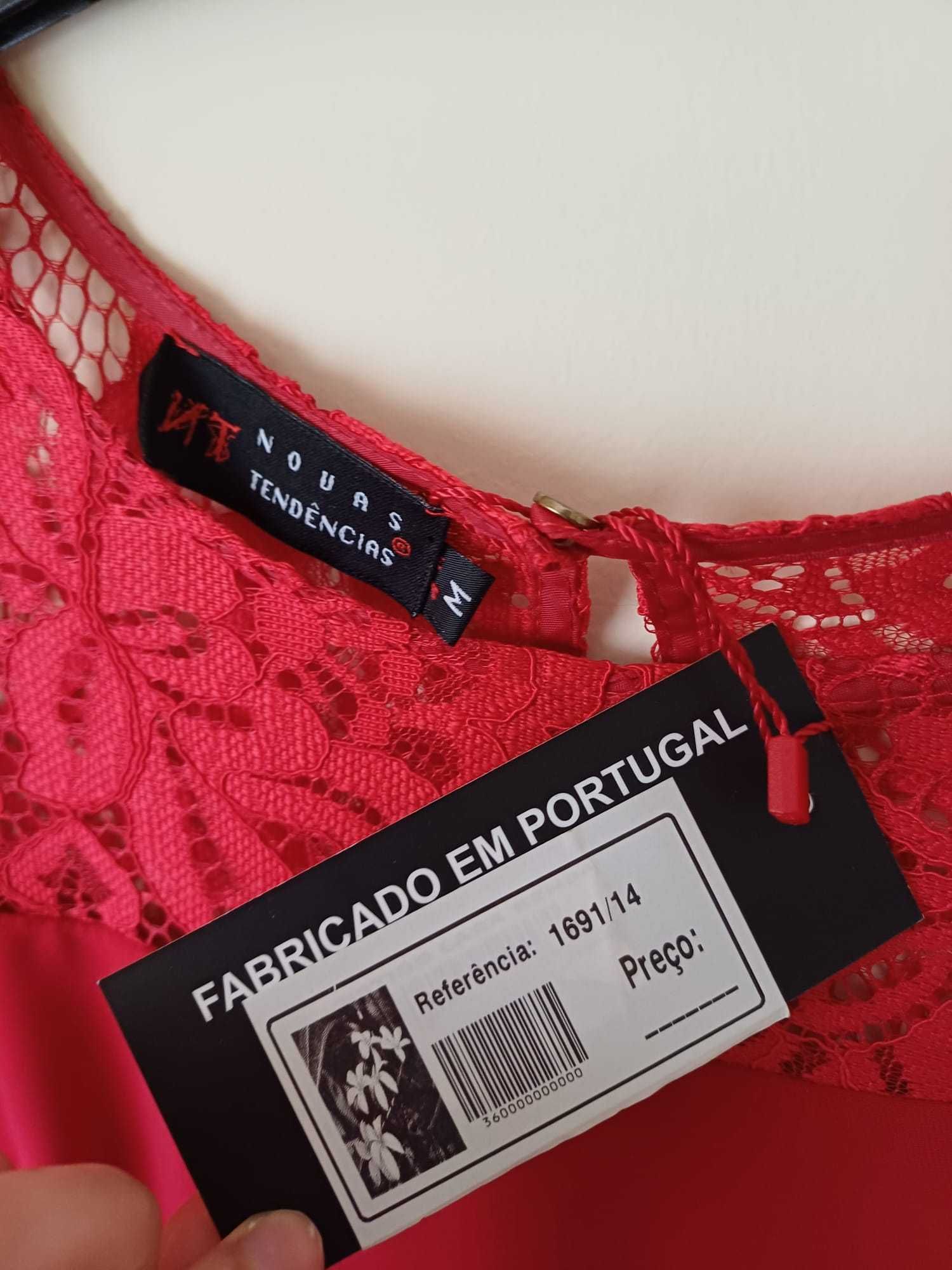 Vestido vermelho formal com renda novo com etiqueta - Novas Tendências