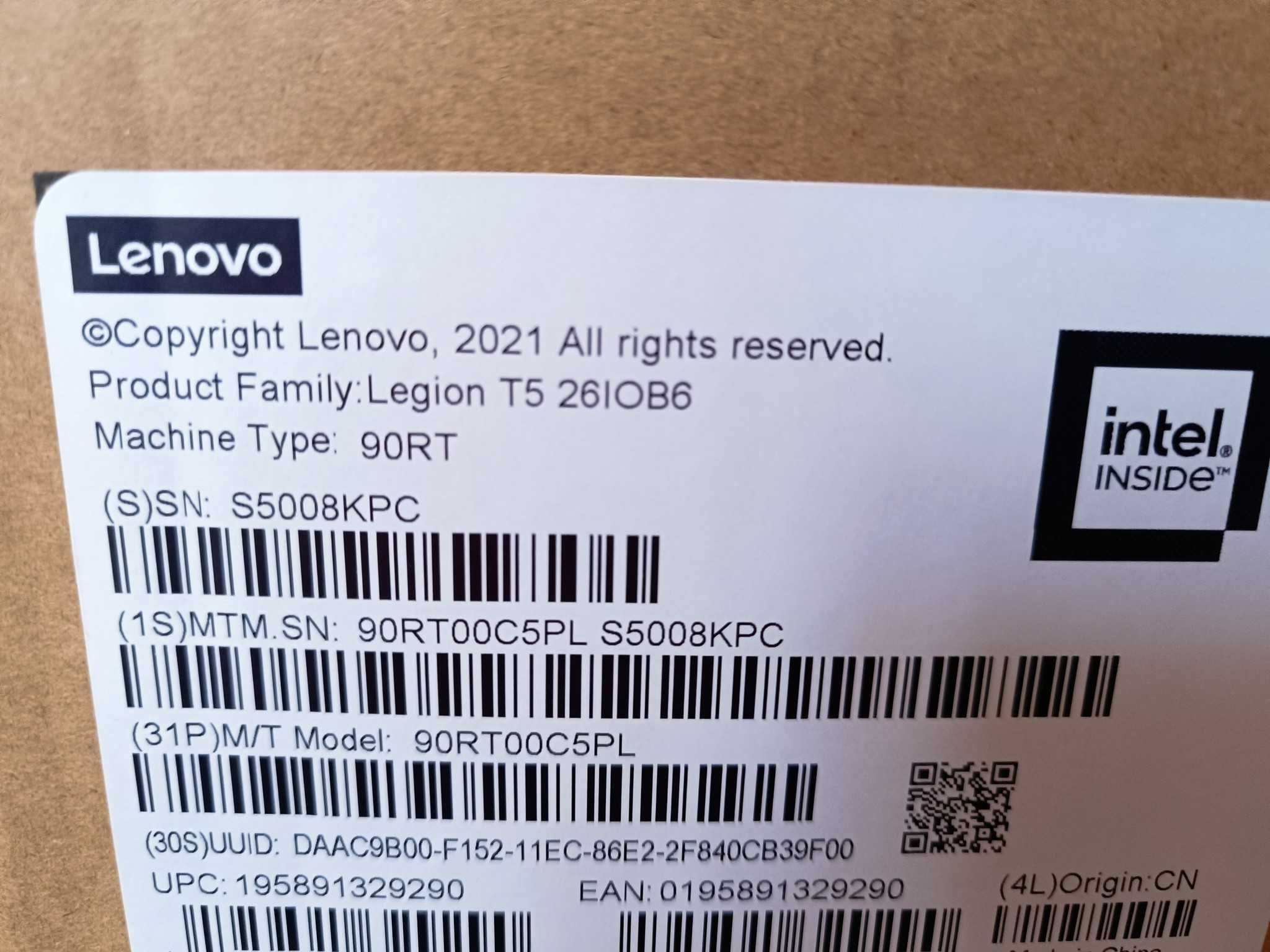 Nowy Lenovo Legion T5 i5-11400F/16GB/512 RTX3060Ti, Gwarancja