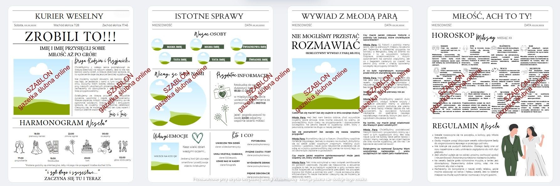 Gazetka ślubna - szablon edytowalny