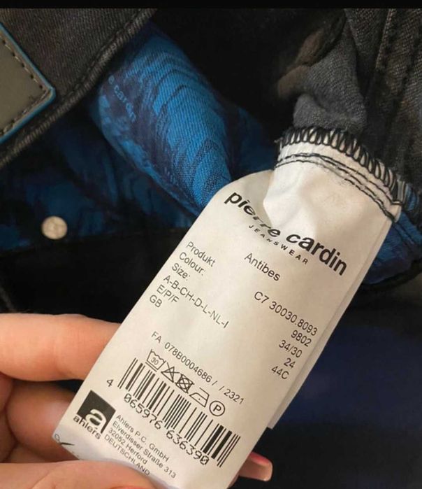 Jeansy męskie Pierre Cardin, czarne, rozmiar 34/30