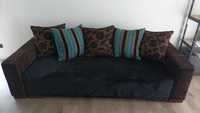 Zestaw wypoczynkowy - kanapa z funkcją spania + fotel + pufa