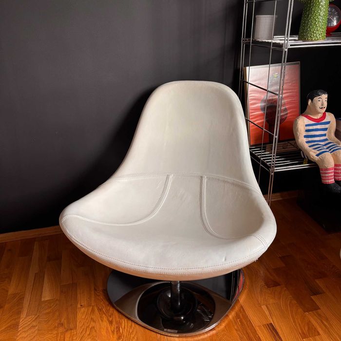 Ikea Tirup vintage fotel skórzany jajo obrotowy space age