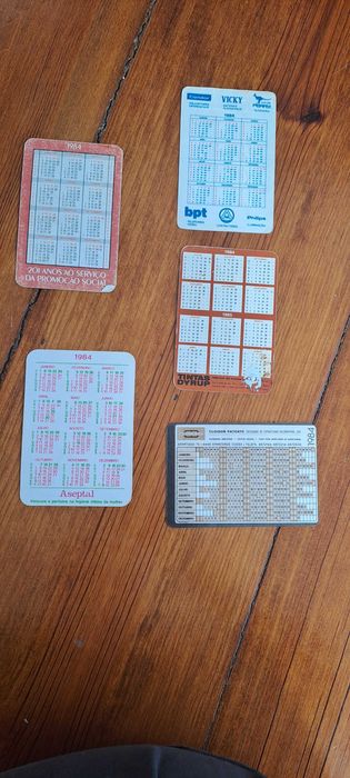 13 calendários de 1982 a 1984