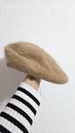Włochaty beżowy beret kaszkiet angora czapka damska męska river island