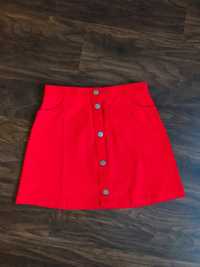 Красная джинсовая юбка на пуговицах от Monki размер 38 S