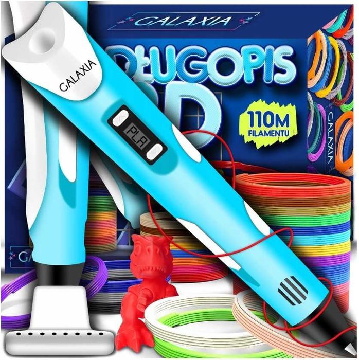 DŁUGOPIS 3D Dla Dzieci DRUKARKA 3 D PEN Zestaw Wkłady PLA 110 METRÓW