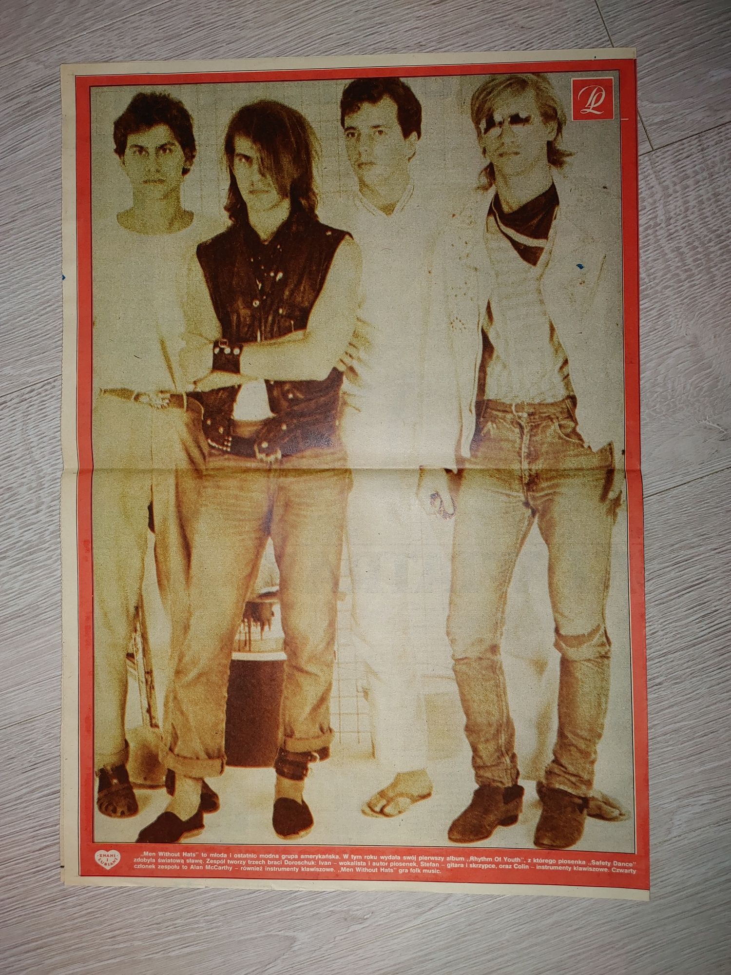 Stary plakat zespołu Men Without Hats z roku 1983