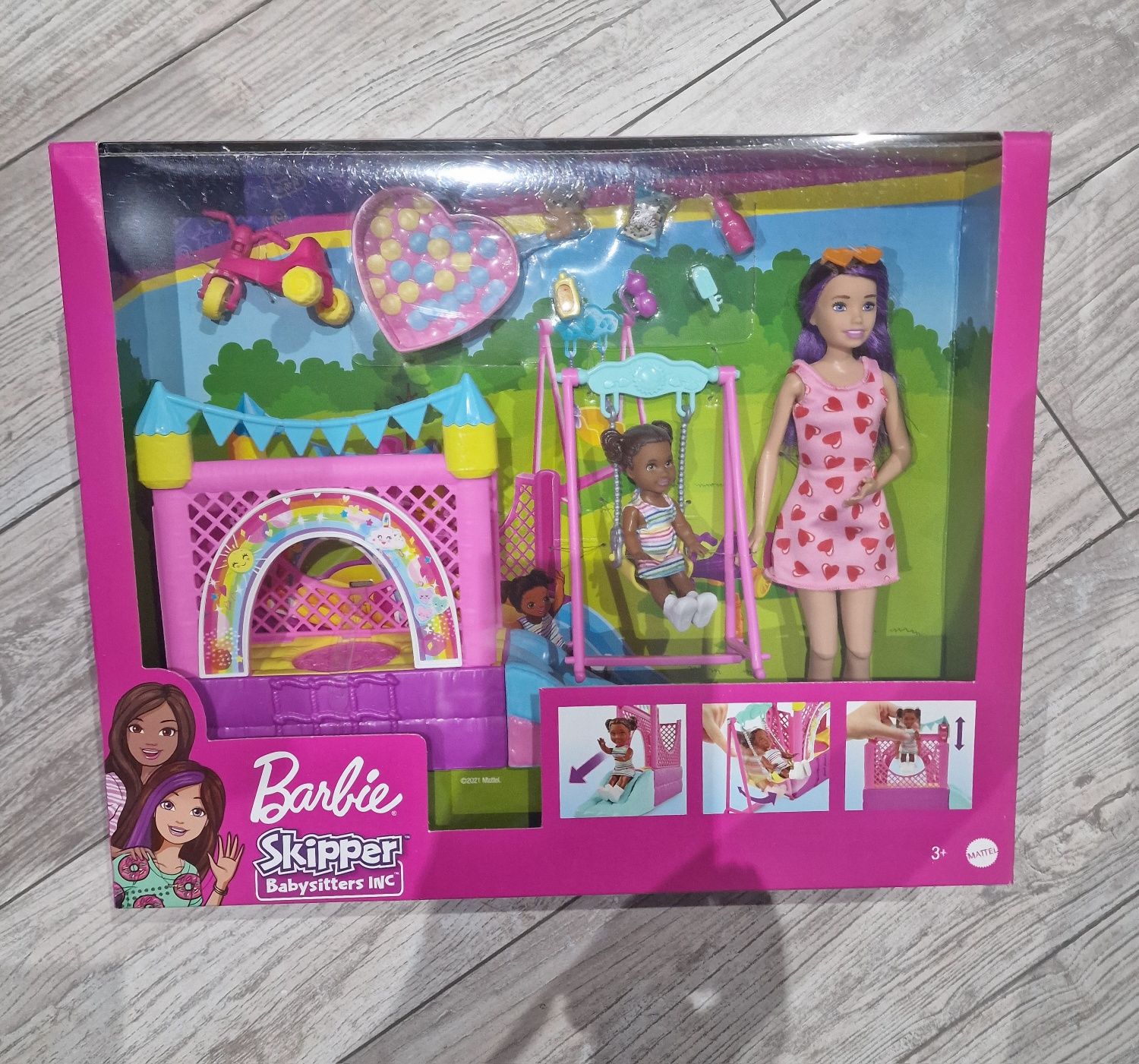 Barbie Opiekunka Skipper Dmuchany zamek ZESTAW HHB67