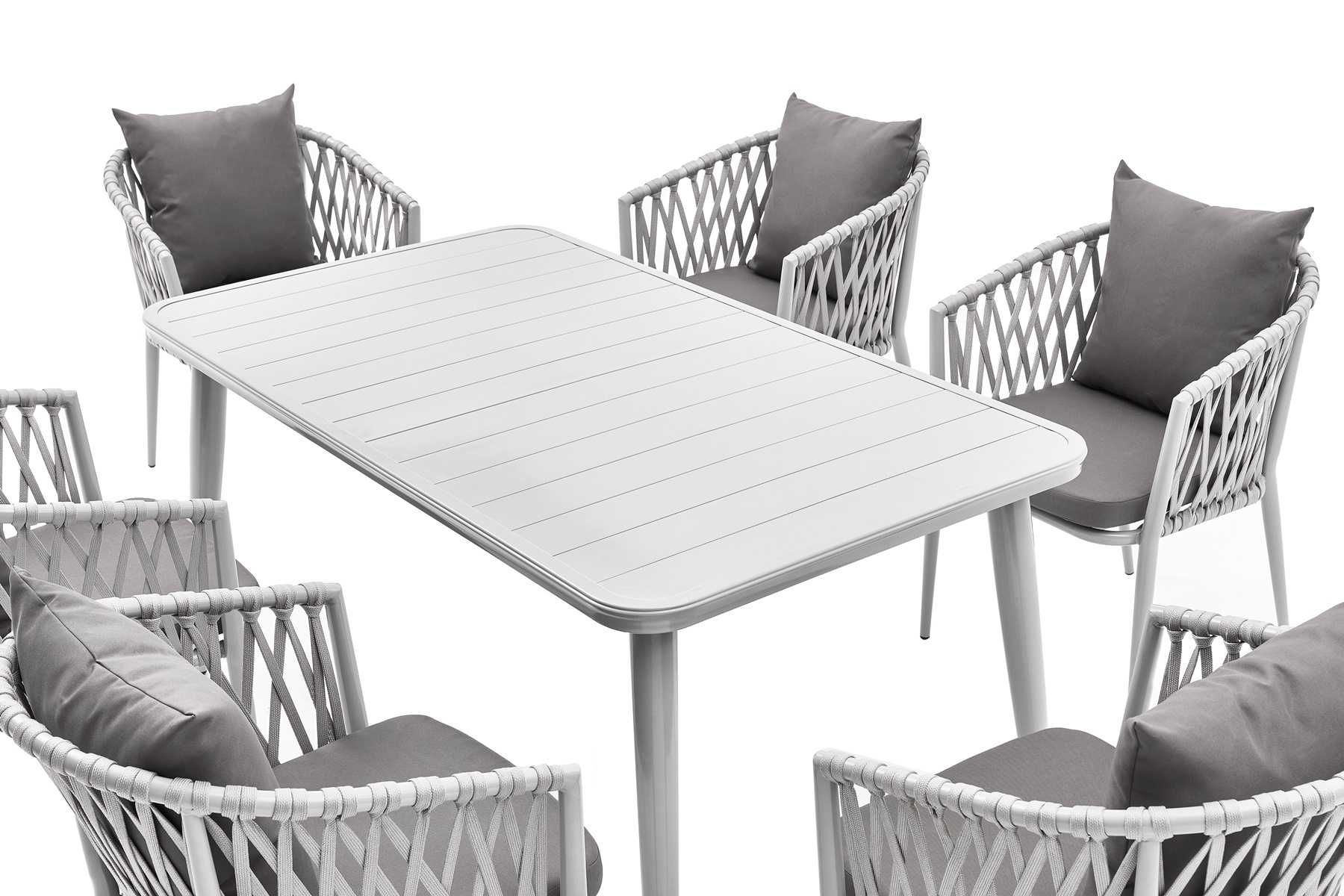 Meble Ogrodowe Zestaw Metalowy STÓŁ 85x150x73 KRZESŁA Plecione Nylon