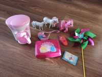 Zestaw zabawek dla dziewczynki ekspres,koniki,wiatraczek,śniadaniówka