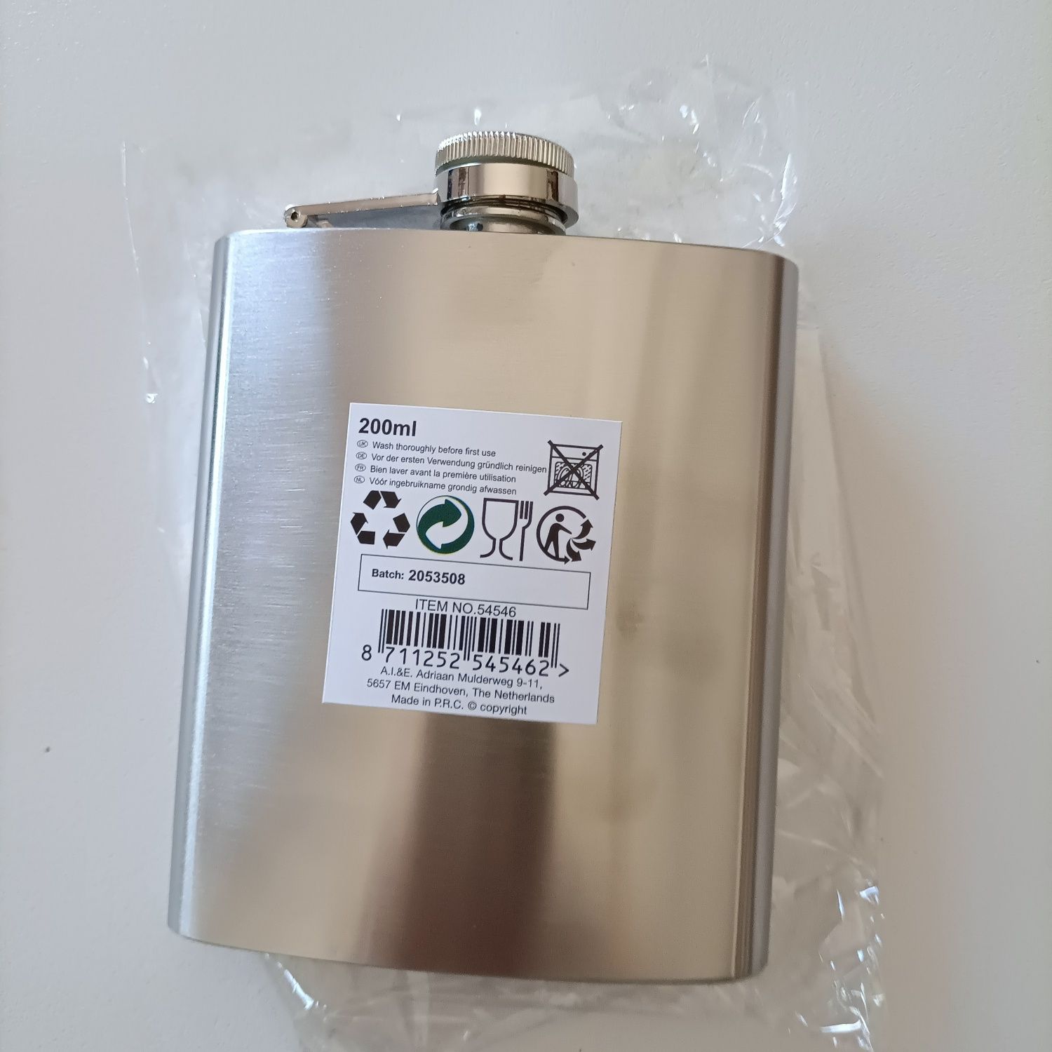 Garrafa de bolso de bebida em aço inox, nova