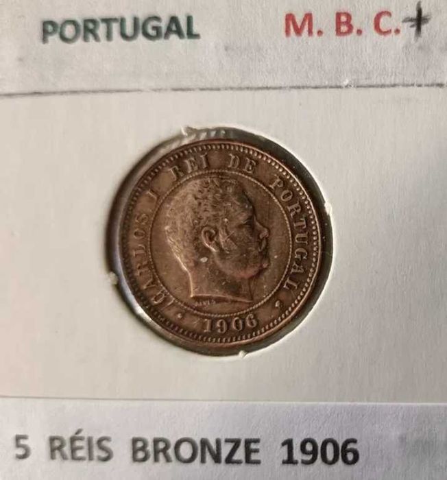 Moeda de 5 Réis do Monarca Português rei D. Carlos I ( 4ª Dinastia )
