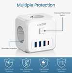 Carregador Europeu com 3 Tomadas e USB's em formato de cubo