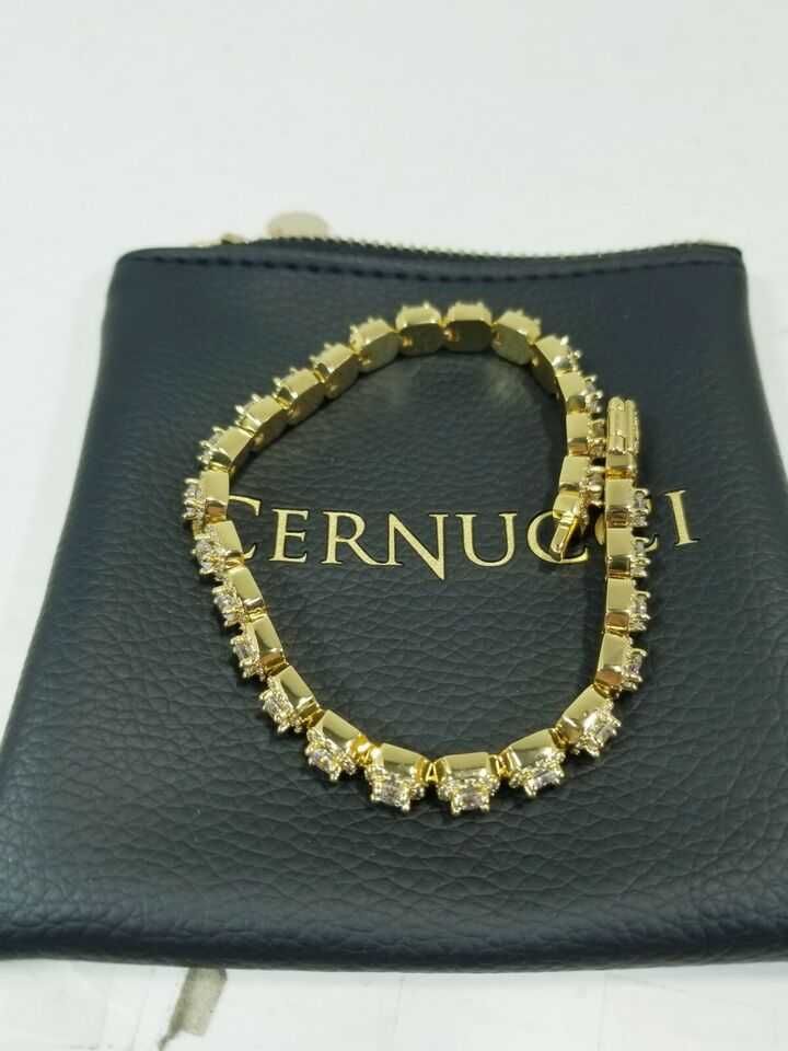 Iced Out Cernucci 7MM Clustered Tennis Bracelet - Gold