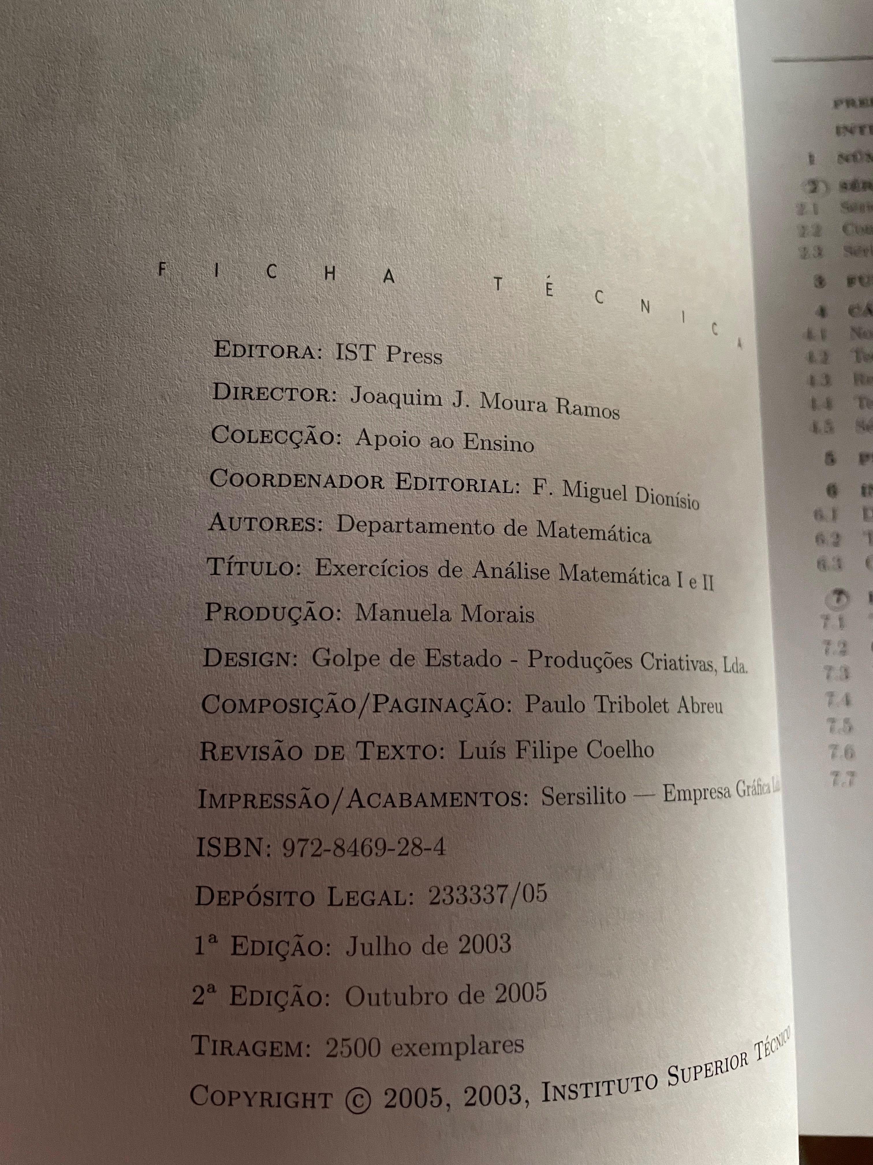 Exercícios de Análise Matemática I e II