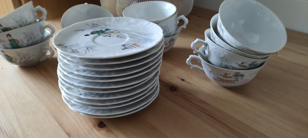 Conjunto Chá de porcelana da Vista Alegre -Decoração Oriental "OTARU"