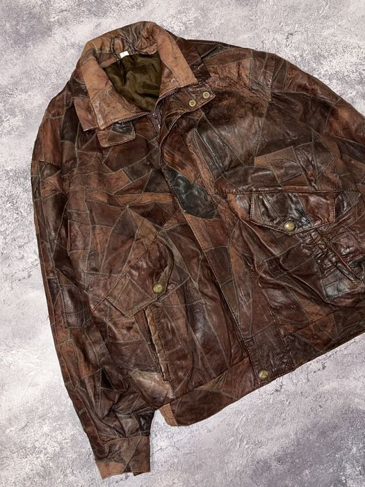 Вінтажна шкіряна куртка mercedes (patchwork)