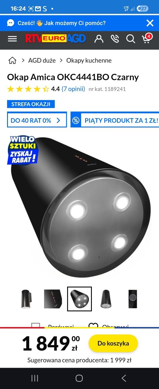 Okap kominowy AMICA nowy