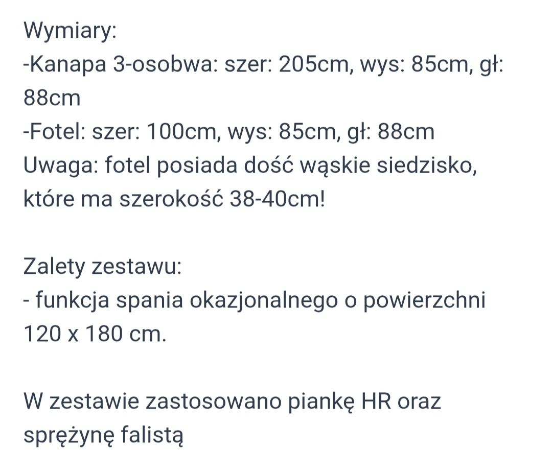 Komplet wypoczynkowy zestaw Pyka Meble