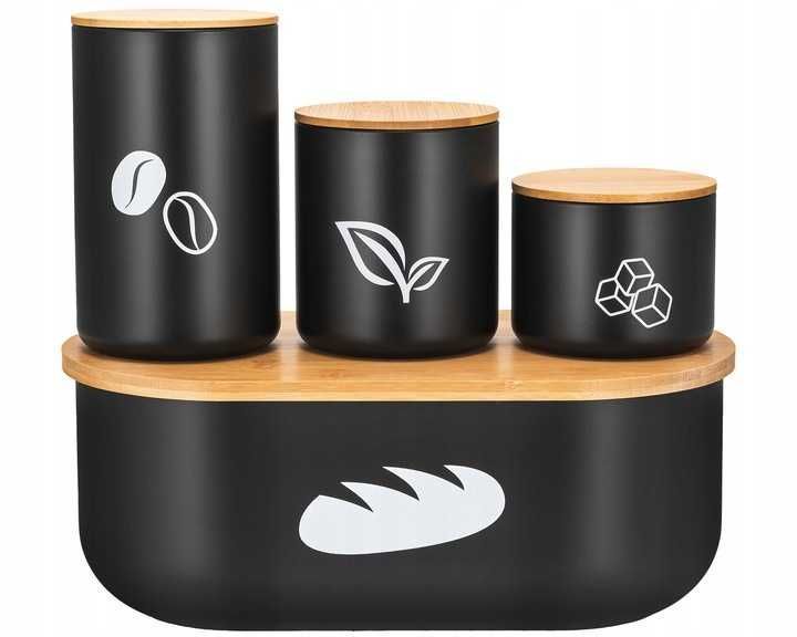 Zestaw Chlebak i 3 pojemniki na kawę herbatę cukier Powystawowy