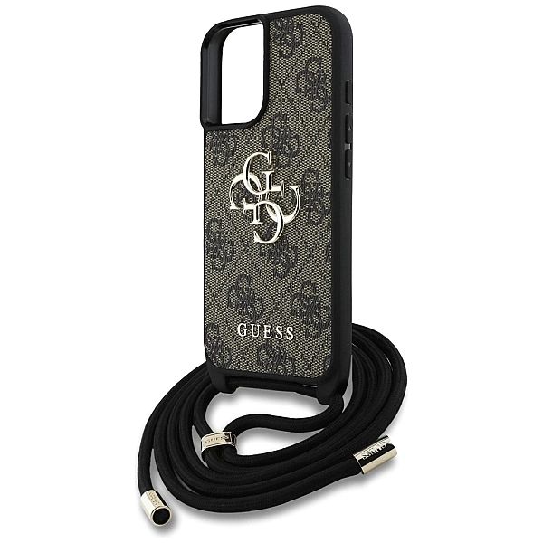Etui Guess 4G Big Logo Cord Stap Crossbody do iPhone 16 brązowy
