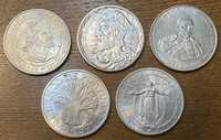 5 moedas de 50$00 em prata