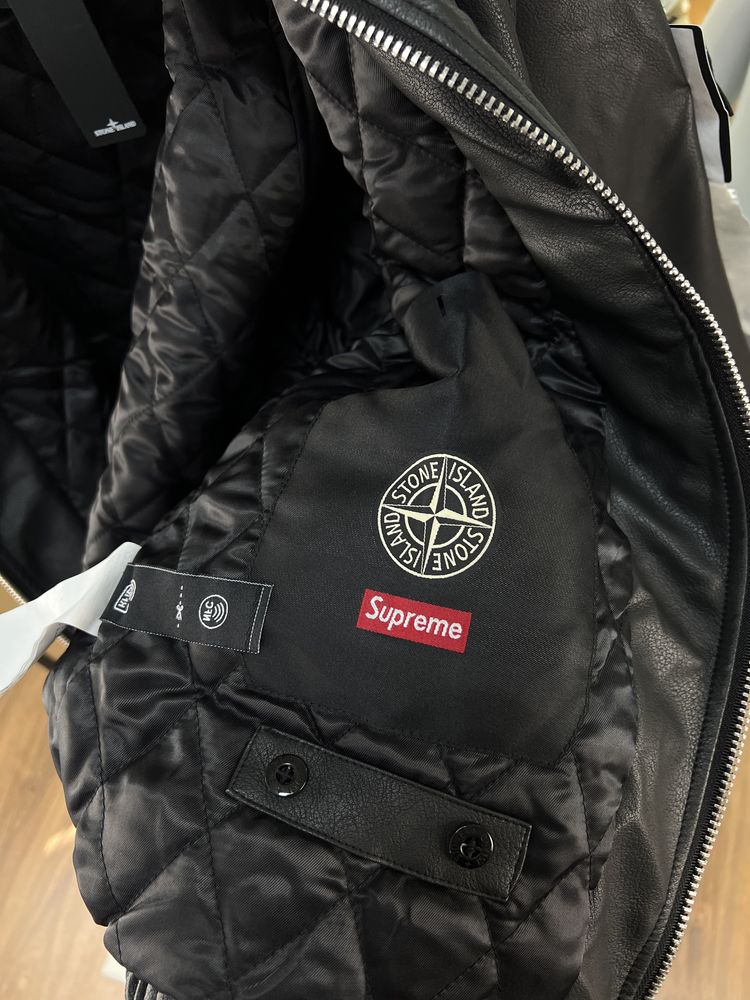 Куртка Stone Island x Supreme Leather Bomber Black