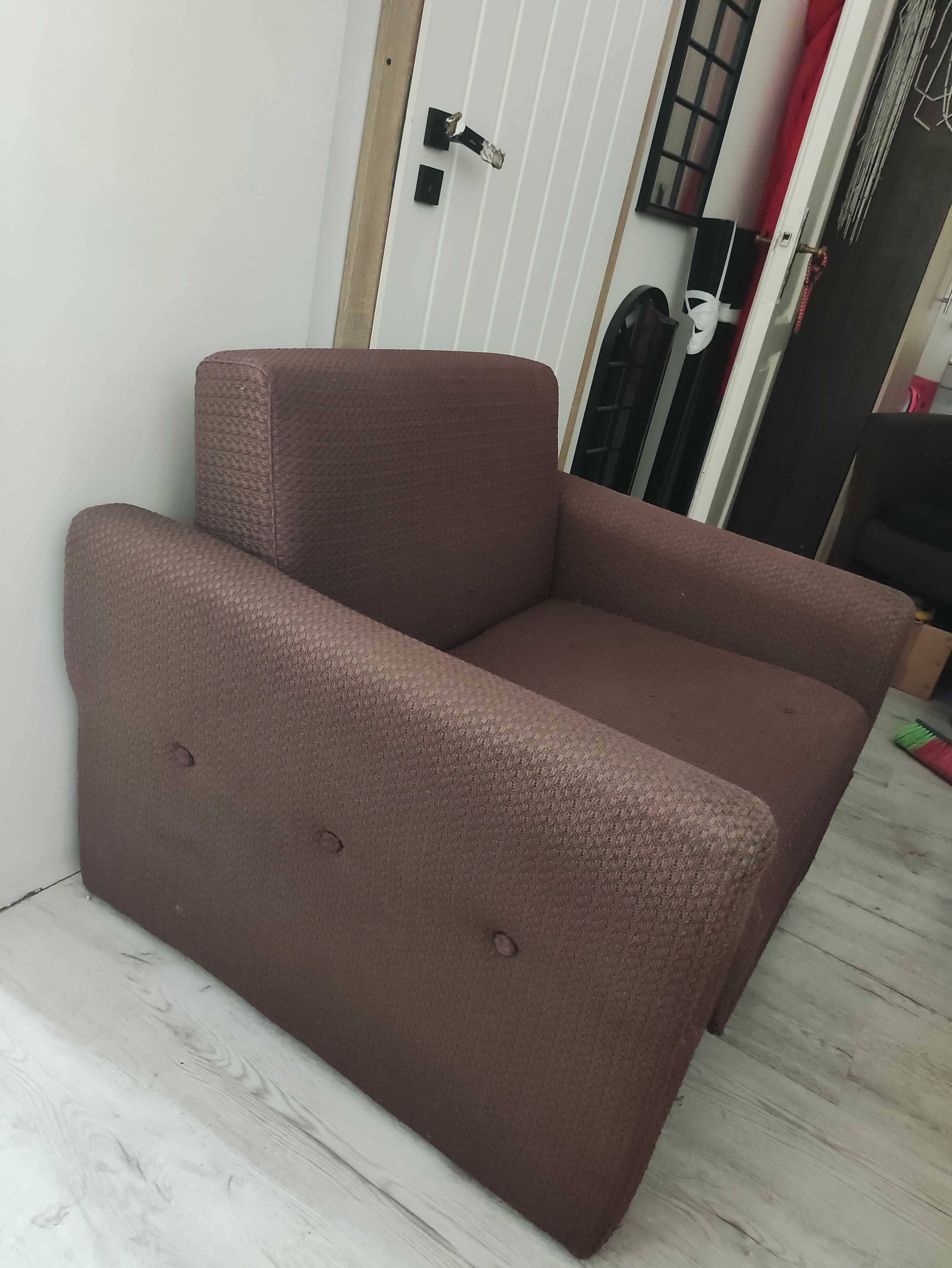Fotel Rozkładany Łóżko Jednoosobowy jednoosobówka Tapczan Sofa brązowe