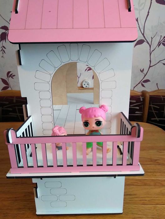Ляльковвий будиночок для Лол з меблями і ліфтом, рожевий ХДФ