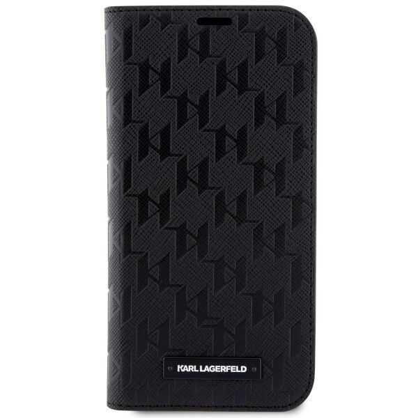 Etui Karl Lagerfeld Saffiano Monogram dla iPhone 14 Pro 6.1" - Czarny