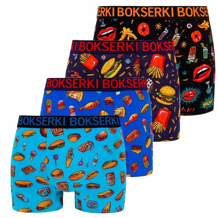 4x Bokserki Męskie Bawełniane Majtki Kolorowe Wygodne Zestaw Rozmiar M