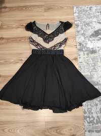 sukienka czarno-beżowa
