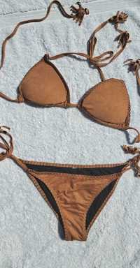 Strój plażowy bikini kostium 36 country kowbojski zamszowy opalanie