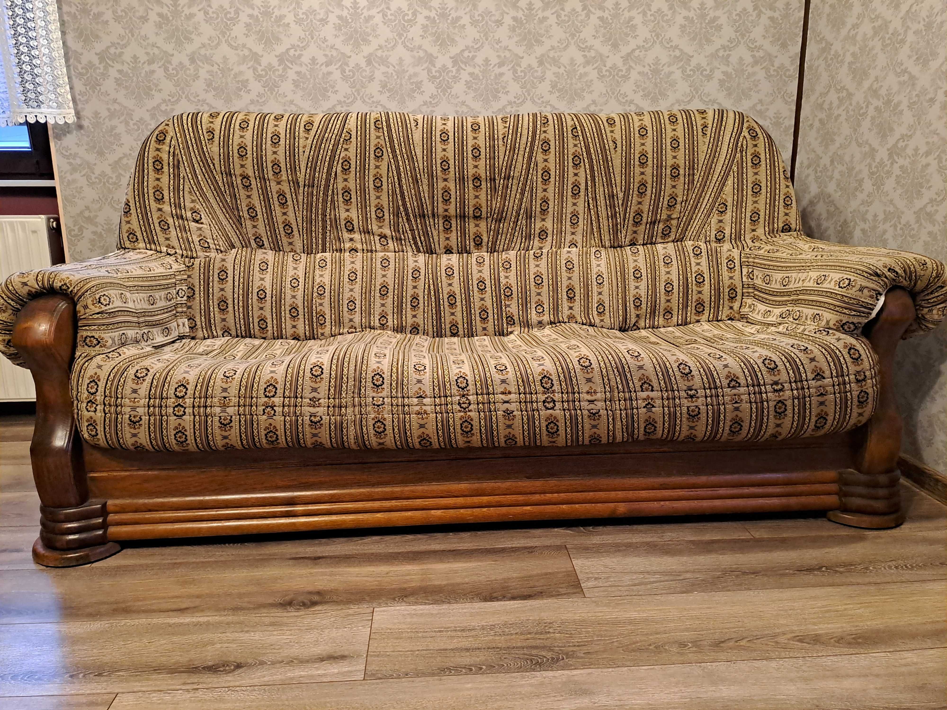 Sofa drewniana 3osobowa rozkładana