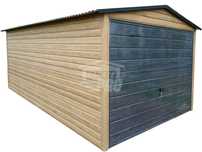 Garaż blaszany 3x6m Brama uchylna Drewnopodobny Dach dwuspadowy GP445