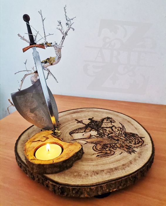 Suporte para vela S. Jorge (feito à mão)