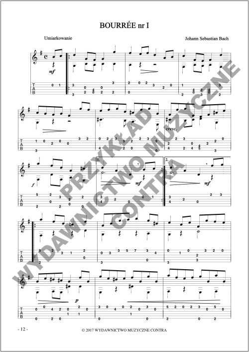 Łatwy Bach na gitarę fingerpicking (nuty + tabulatury)