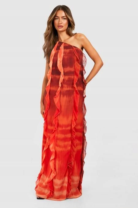 Boohoo 42 Xl Sukienka Pomarańczowa Ombre Maxi Orange J29795