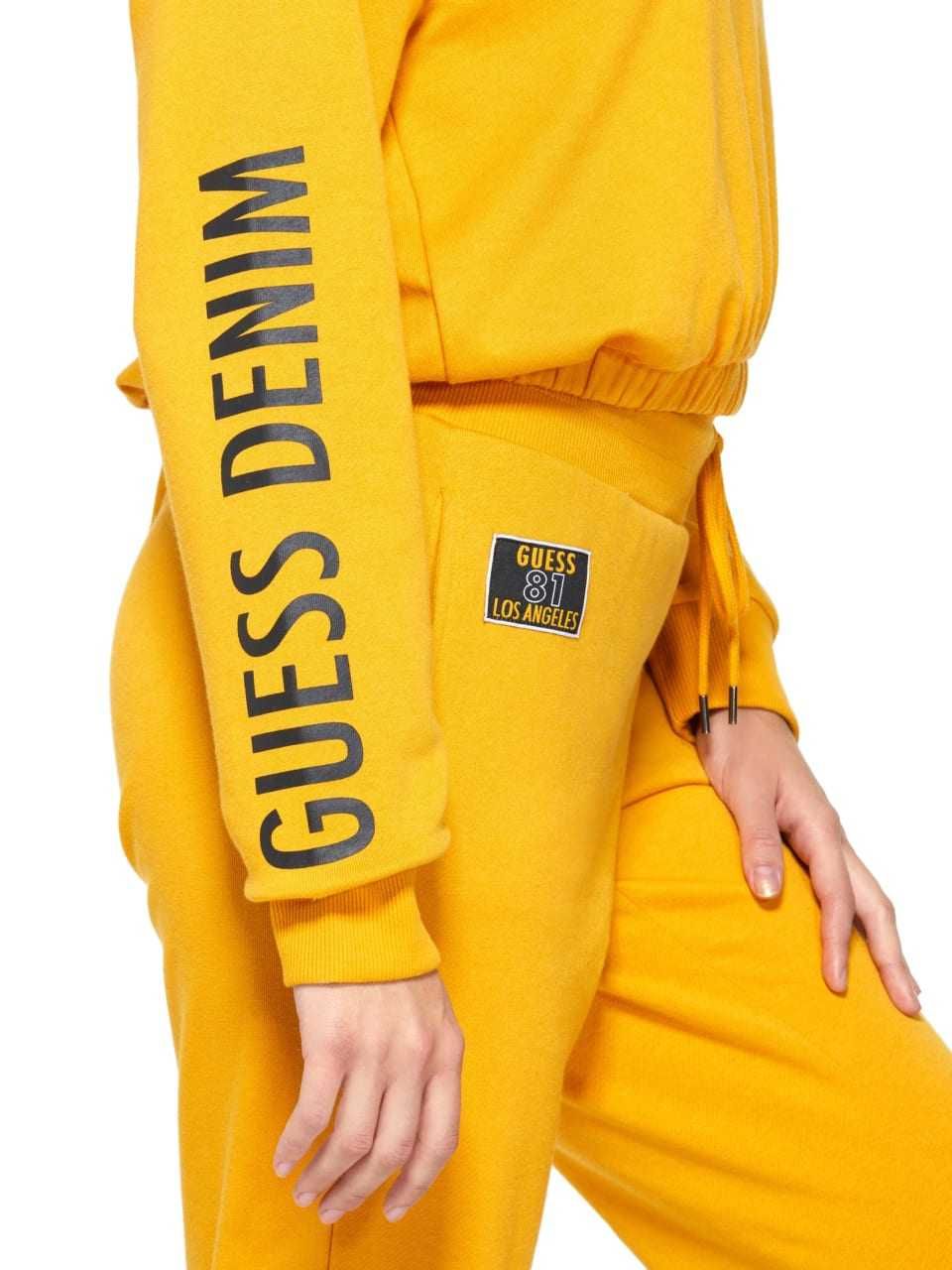 Яркое желтое укороченное худи.свитшот оверсайз Guess
 (оригинал)