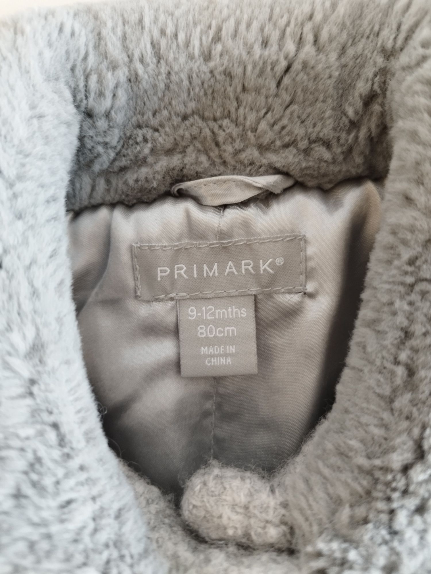 Wełniany ciepły płaszczyk z futerkiem wełna Primark r.80