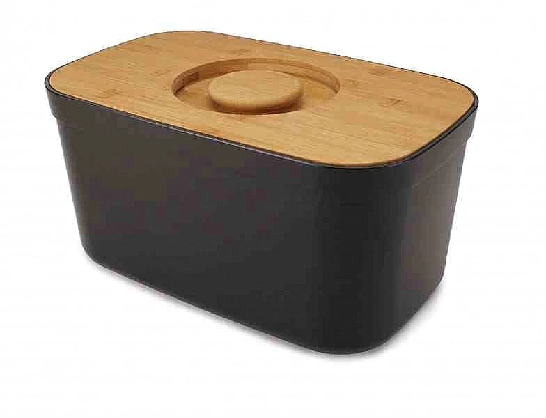 Chlebak z deską do krojenia Bamboo, czarny / Joseph Joseph