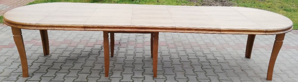 Stół okrągły lakierowany 110cm x 410cm  rozkładany 8 Nóg  Dębowy